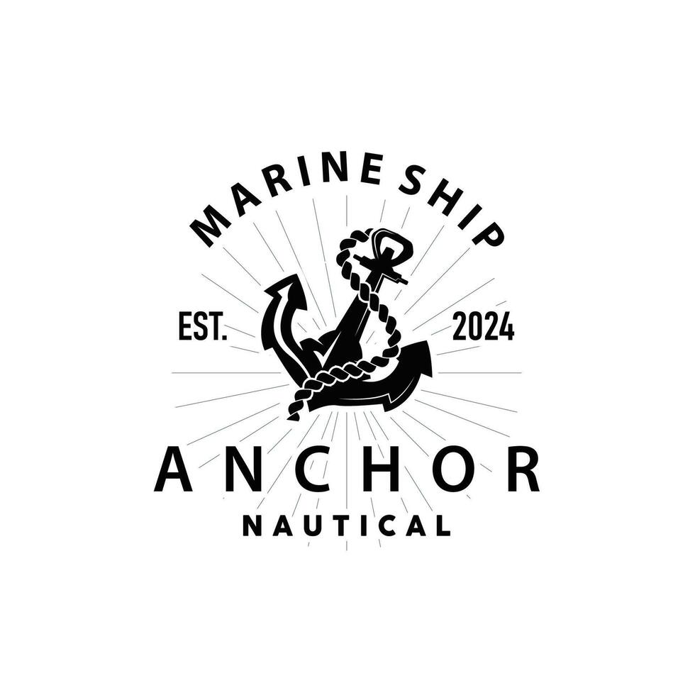 Marine ship anchor logo simple minimalist design anchor illustration simple marine symbol template vector