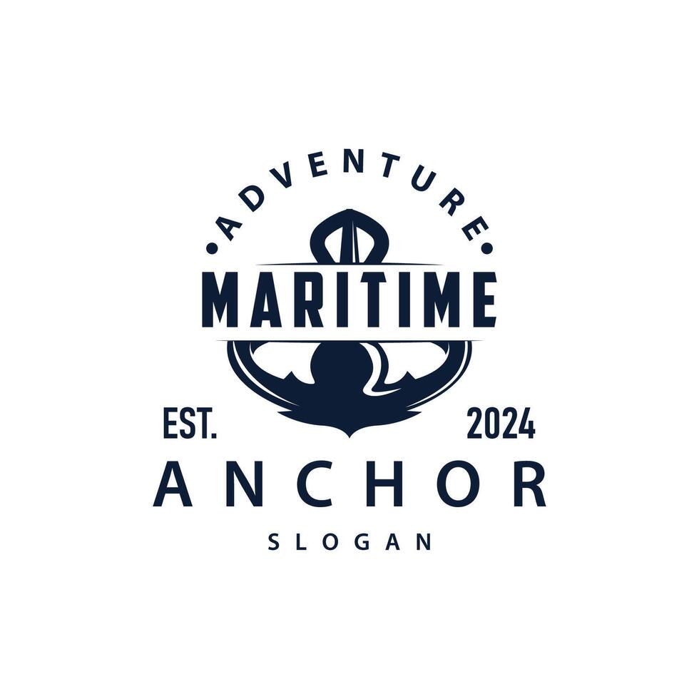 Marine ship anchor logo simple minimalist design anchor illustration simple marine symbol template vector