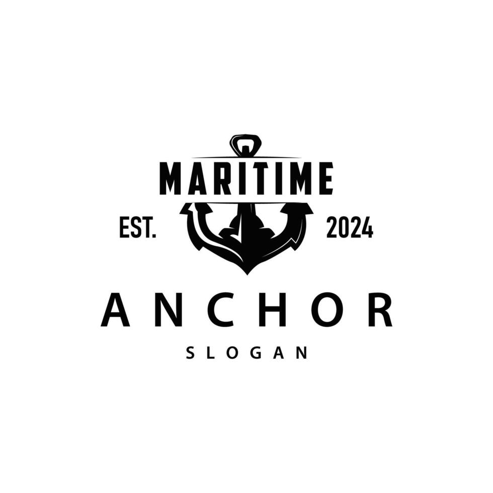 Marine ship anchor logo simple minimalist design anchor illustration simple marine symbol template vector