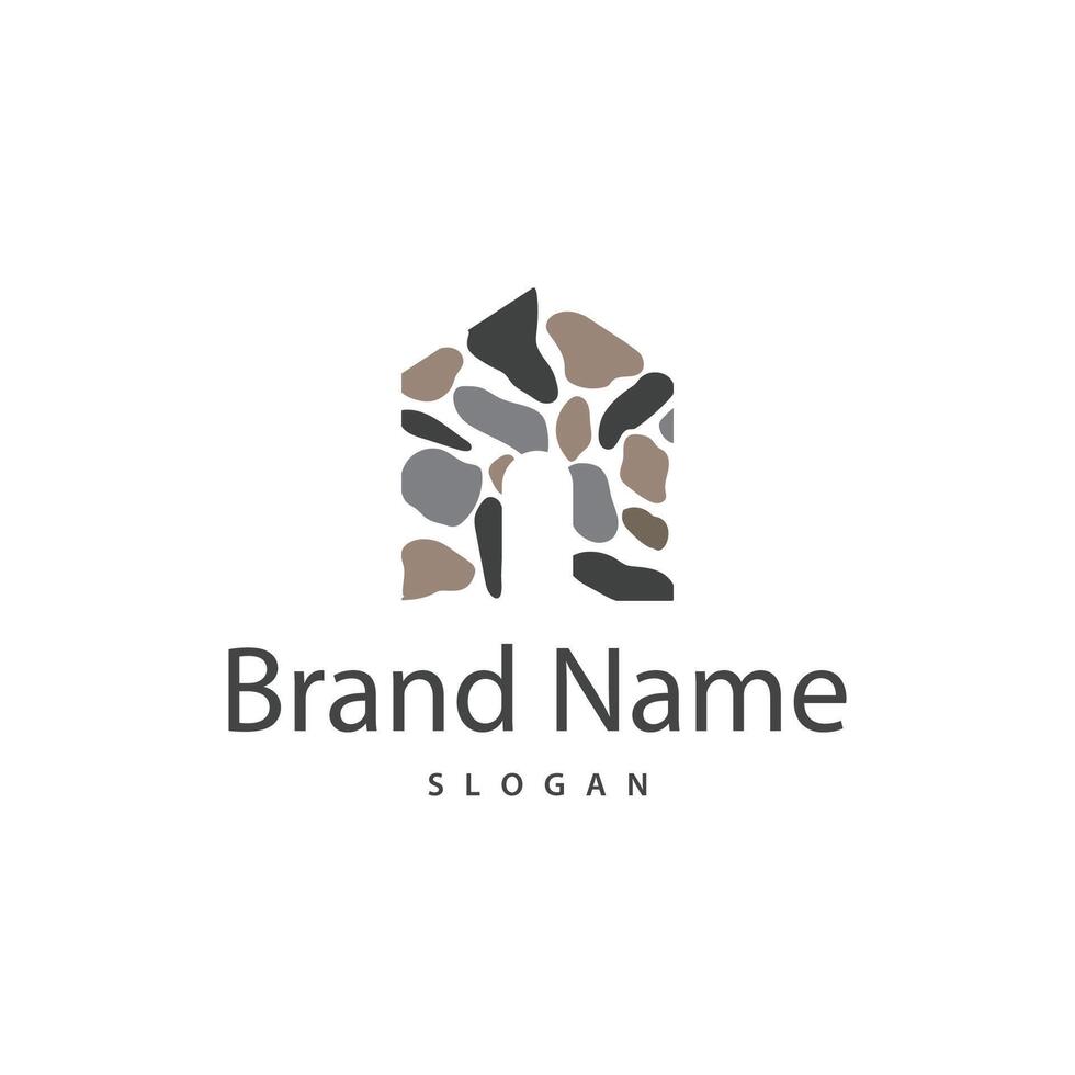 Brick Stone Logo, Premium Elegant Design, Wallpaper Stone House, Icon Illustration Design vector