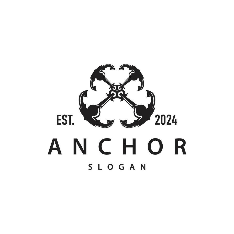 Marine ship anchor logo simple minimalist design anchor illustration simple marine symbol template vector