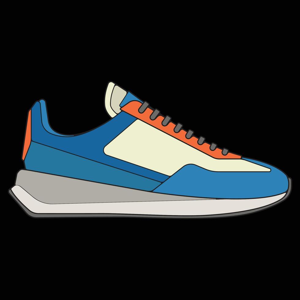 sneakers shoes for training, sneakers shoe illustration. Sneakers color full. vector