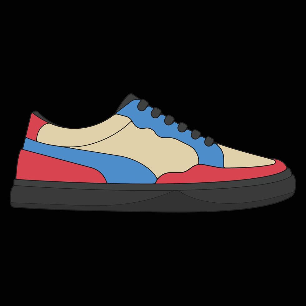 sneakers shoes for training, sneakers shoe illustration. Sneakers color full. vector