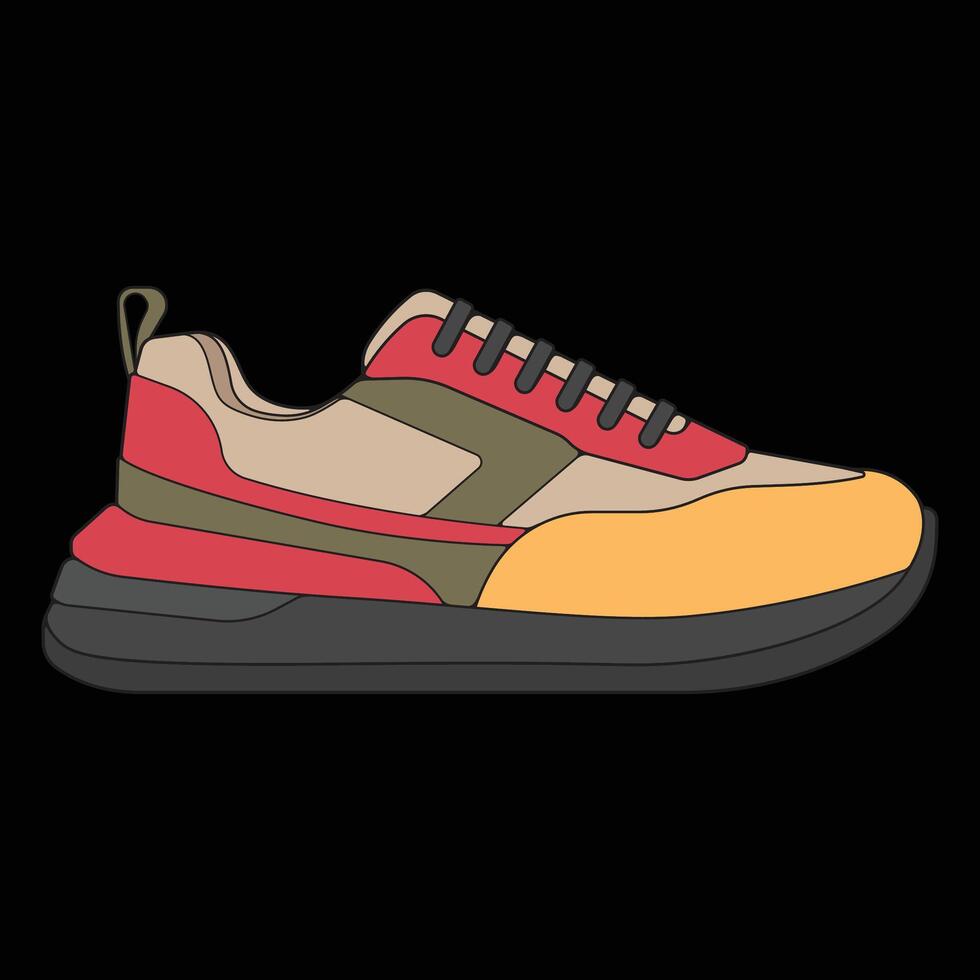 sneakers shoes for training, sneakers shoe illustration. Sneakers color full. vector