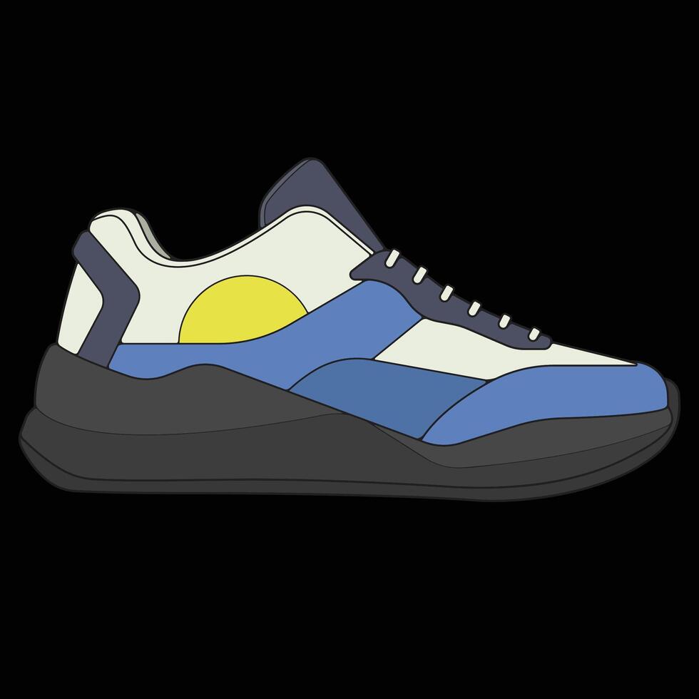 sneakers shoes for training, sneakers shoe illustration. Sneakers color full. vector