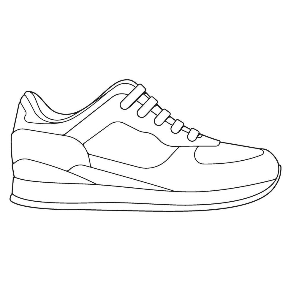 Black and white illustration of shoes. outline sneakers. vector
