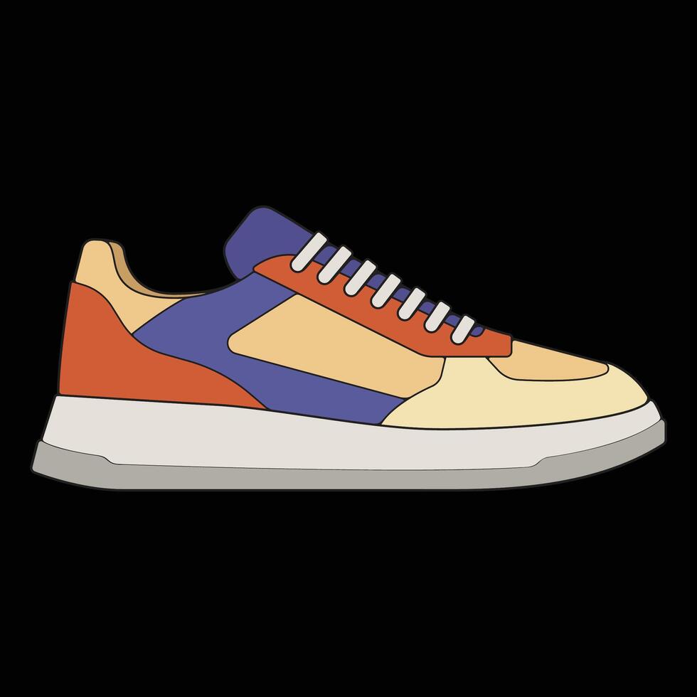 sneakers shoes for training, sneakers shoe illustration. Sneakers color full. vector