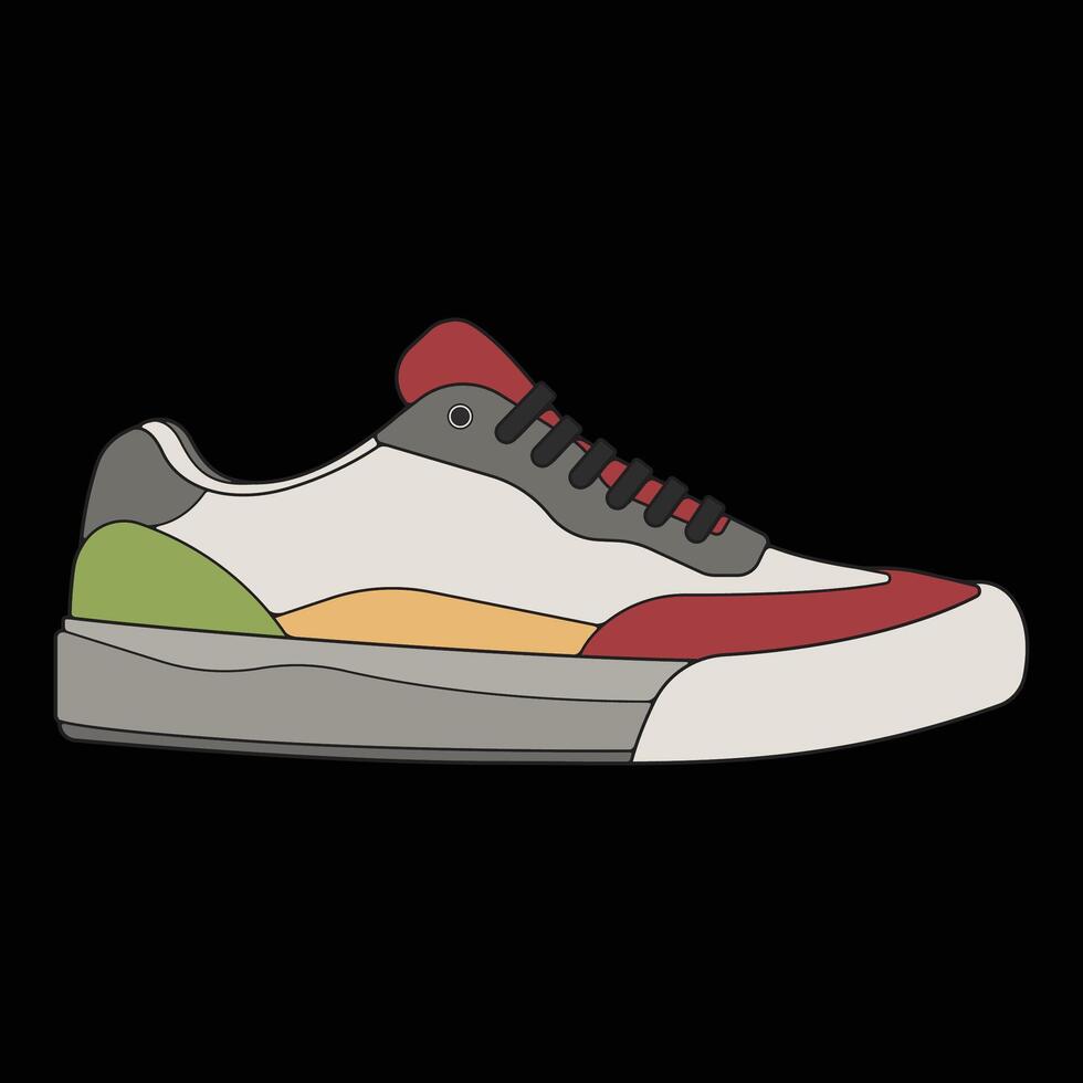 sneakers shoes for training, sneakers shoe illustration. Sneakers color full. vector