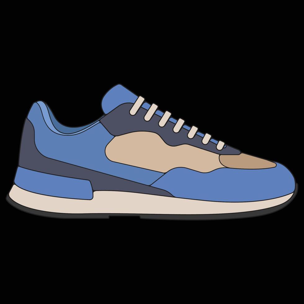 sneakers shoes for training, sneakers shoe illustration. Sneakers color full. vector