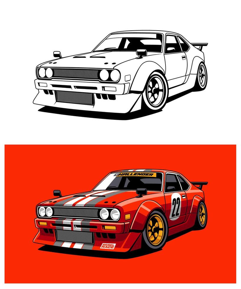 Challenger rebel Race Racing Car Design vector