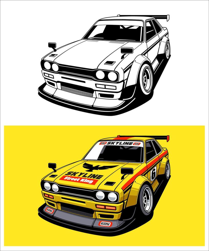 Skyline Street King Racing Car Design vector