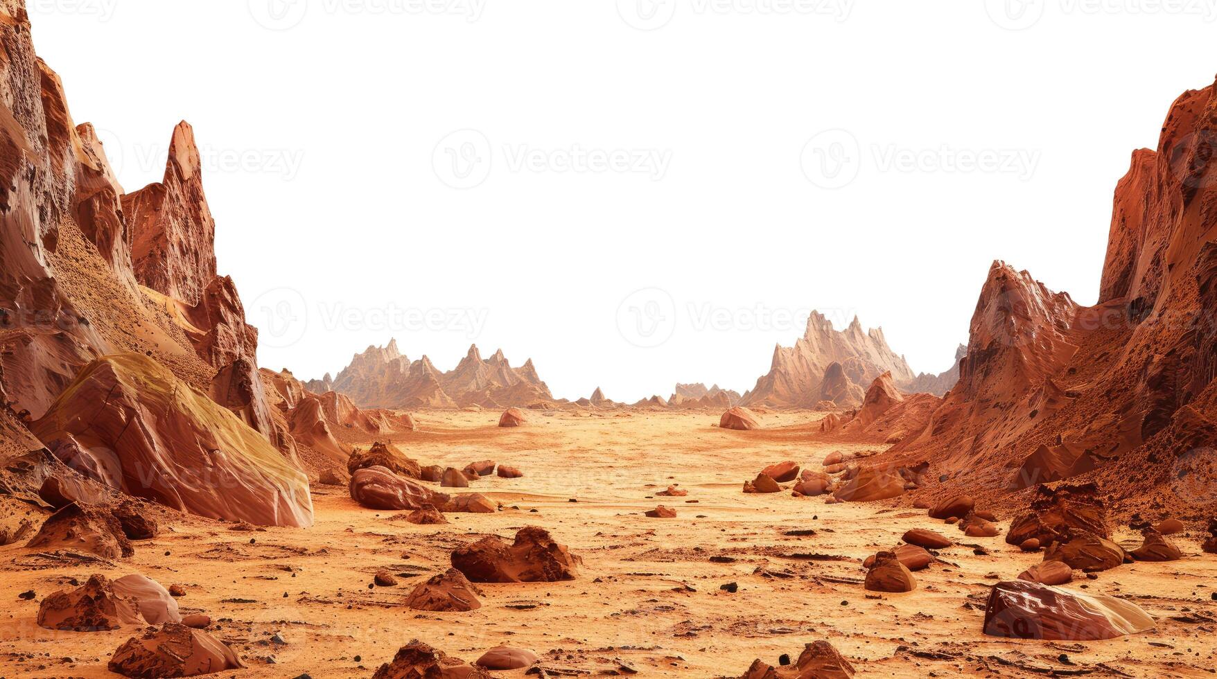 Martian Landscape, Isolated on White photo