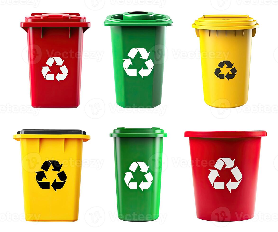 Recycling Bins, Isolated on White photo
