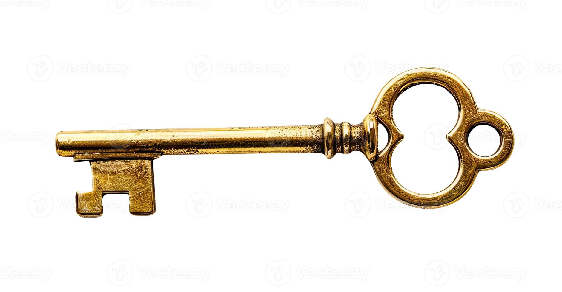 Golden Key, Isolated on White photo