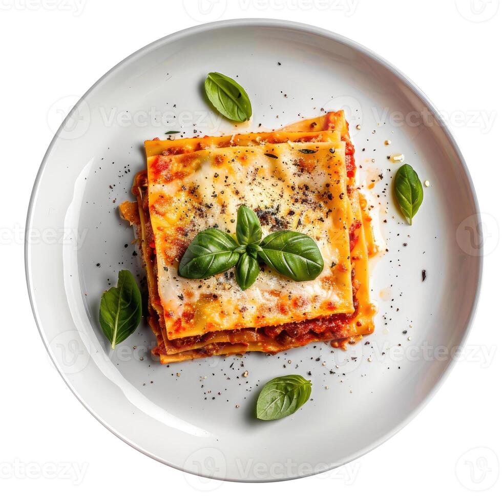 Lasagna, Isolated on White photo