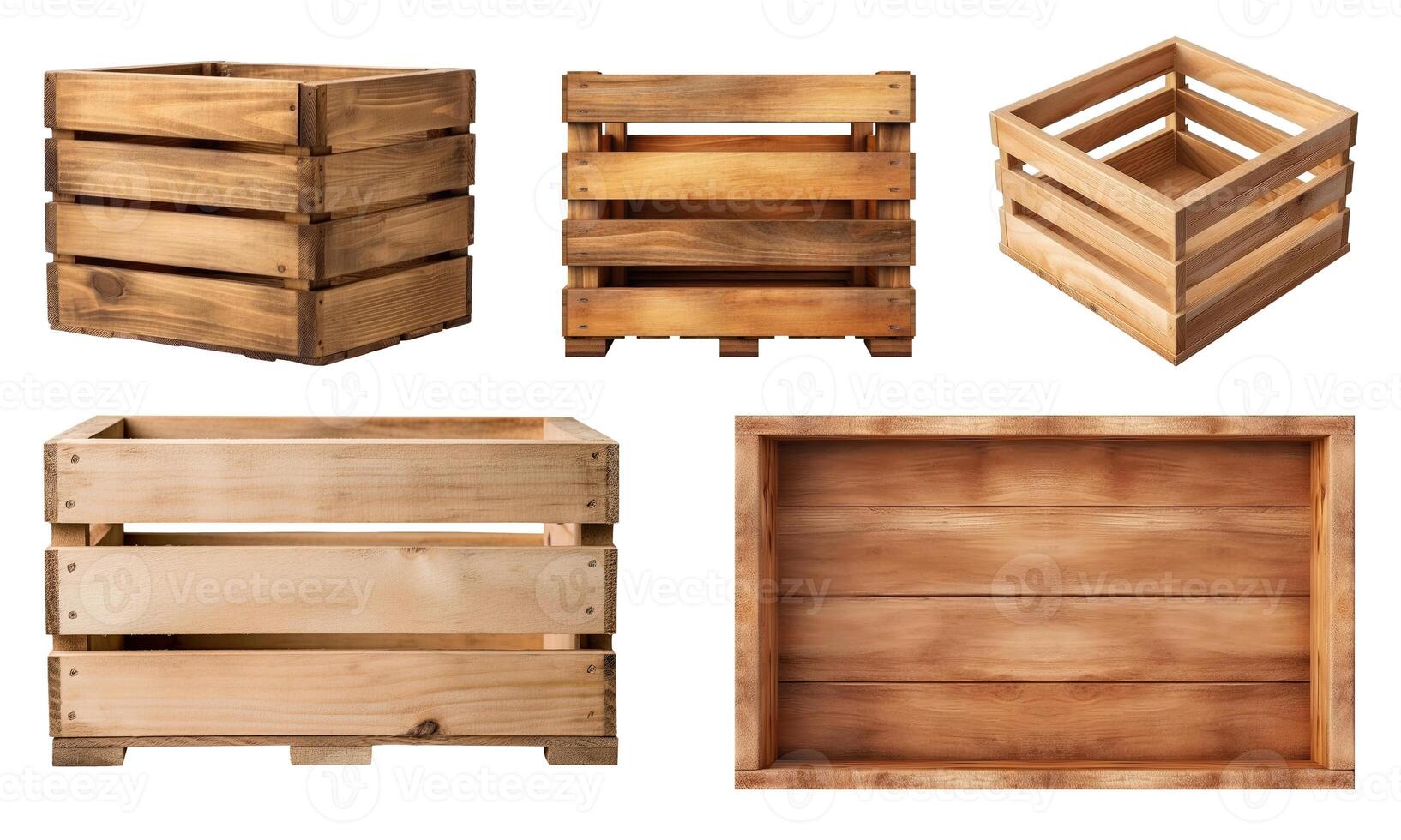 Wooden Crates, Isolated on White photo