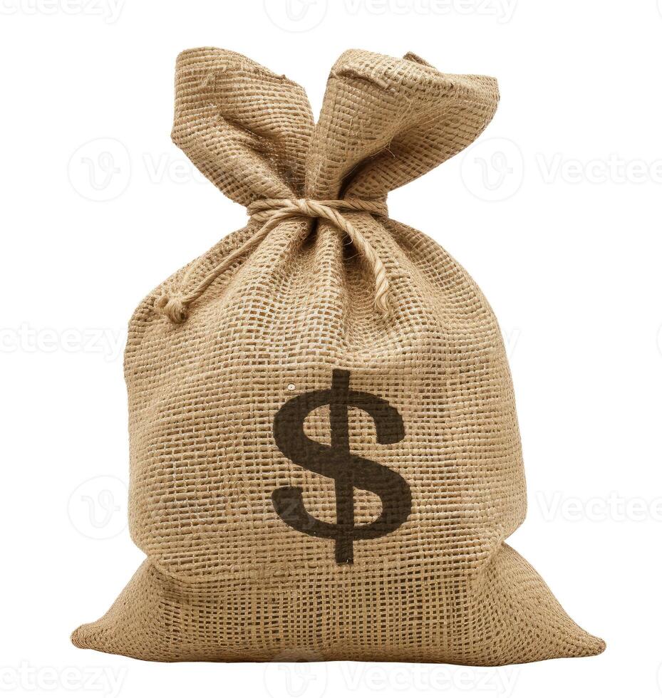 Burlap Sack, Isolated on White photo