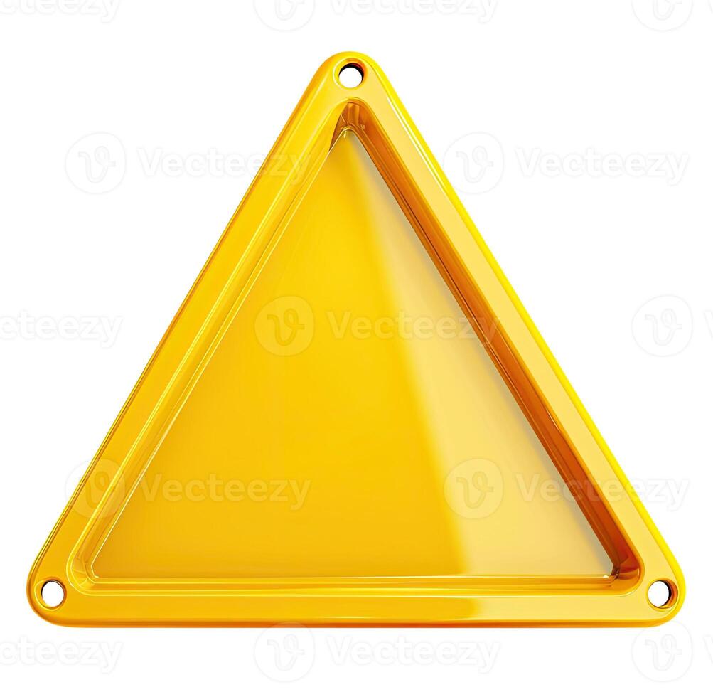 Yellow Triangle Sign Isolated on White photo