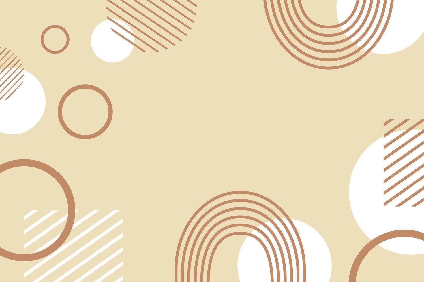 Abstract modern background with geometric shapes in boho style in nude brown colors. Flat illustration. vector