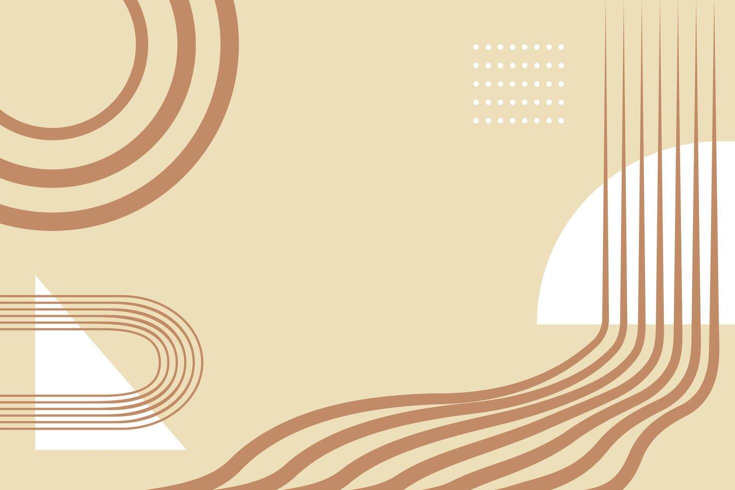 Abstract modern background with geometric shapes in boho style in nude brown colors. Flat illustration. vector