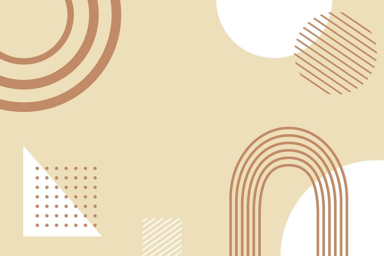 Abstract modern background with geometric shapes in boho style in nude brown colors. Flat illustration. vector