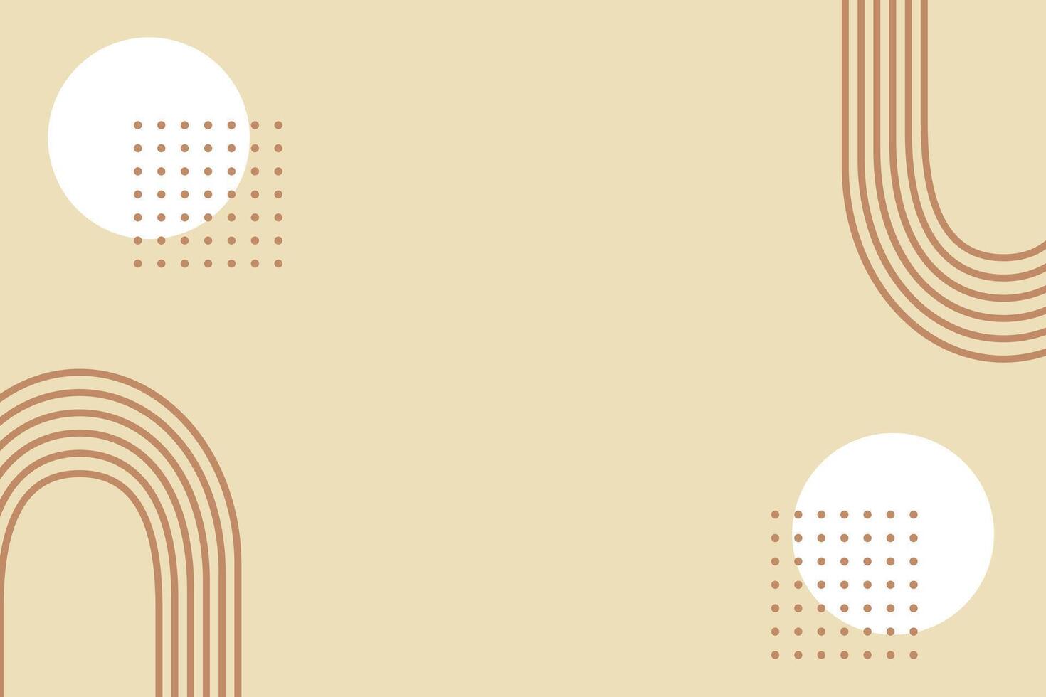 Abstract modern background with geometric shapes in boho style in nude brown colors. Flat illustration. vector