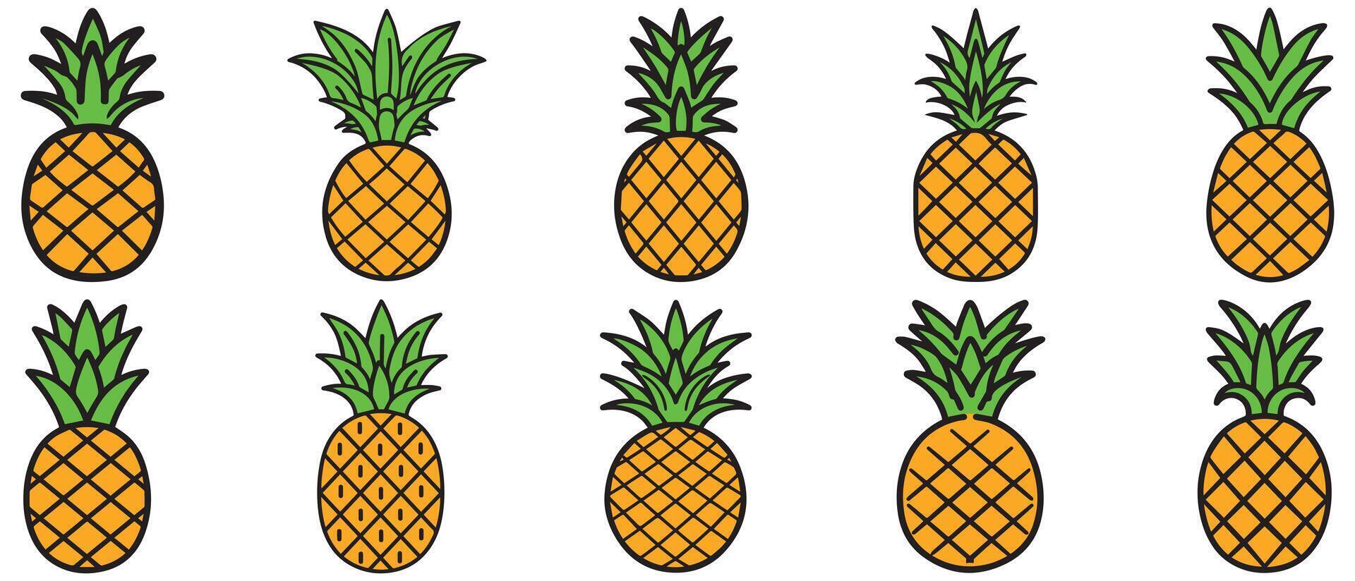 Pineapple natural food icon. Freshness sweet art design. vector