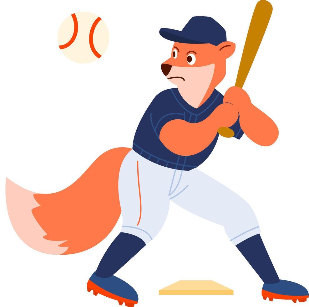 Animal playing Baseball Cartoon Icon Illustration. Animal Sport Icon Concept Isolated. Flat Cartoon Style vector