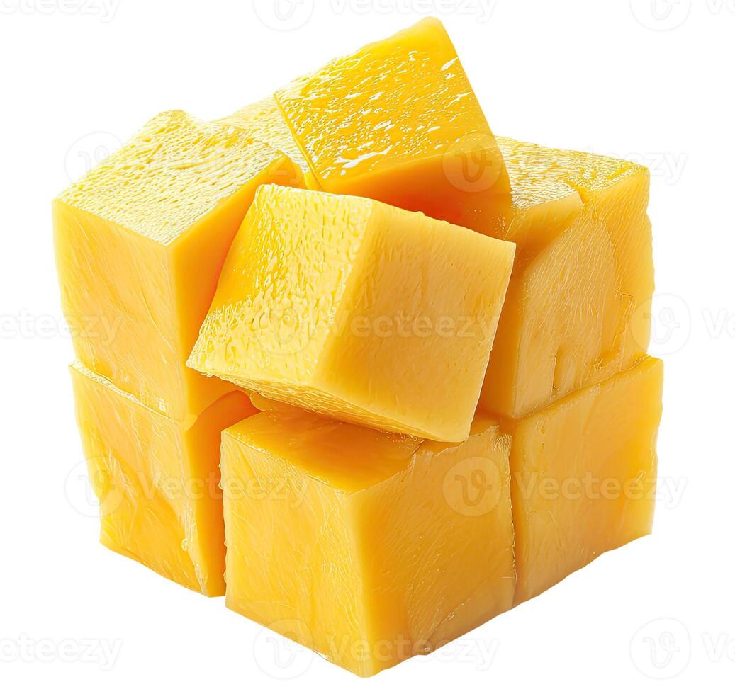 Mango Cubes, Isolated on White photo