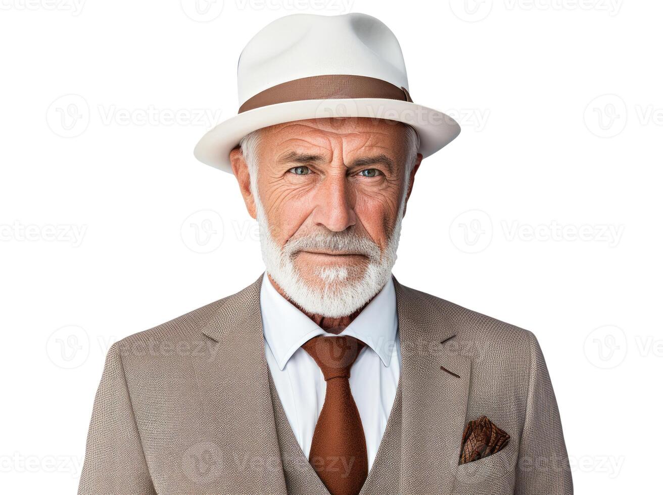 Aged Man, Isolated on White photo