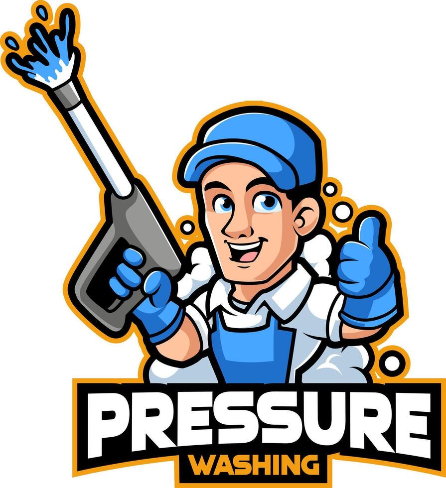 Washer Pressure worker mascot character vector