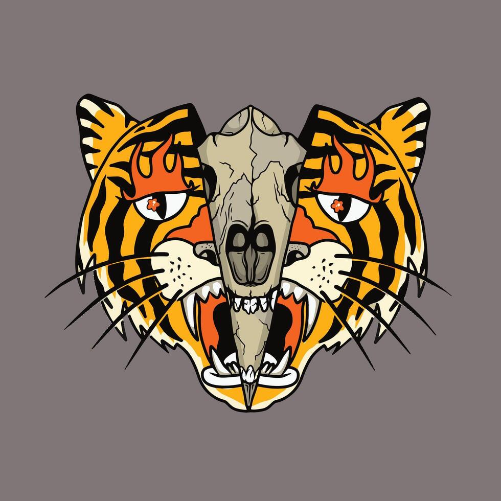 Illustration tiger skull vector