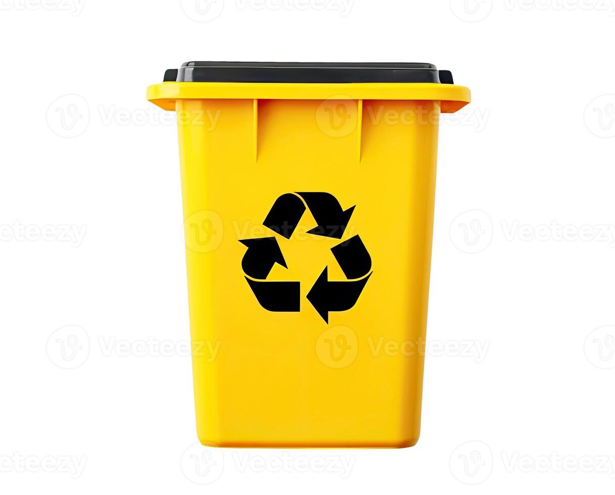 Yellow Recycling Bin photo