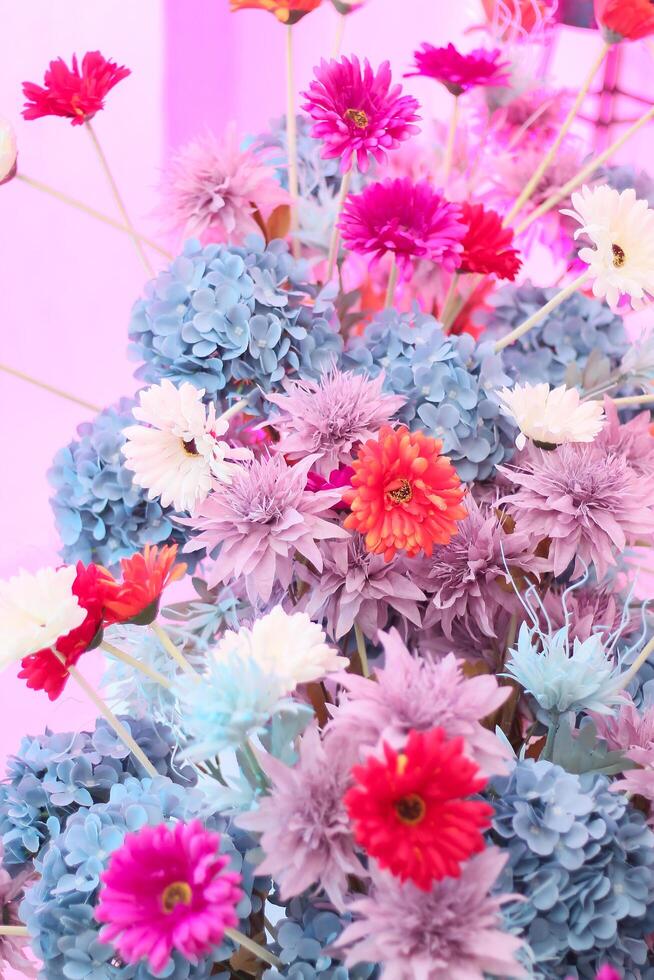 the beauty of rows of flower decorations for a modern Javanese traditional bridal pre-wedding concept indoor studio for advertising, romance, beauty, fashion, art and reference content photo