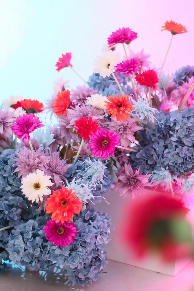 beautiful flower decorations for pre-wedding concepts for traditional Javanese brides, modern indoor studio for advertising, romance, beauty, fashion, art and reference content photo