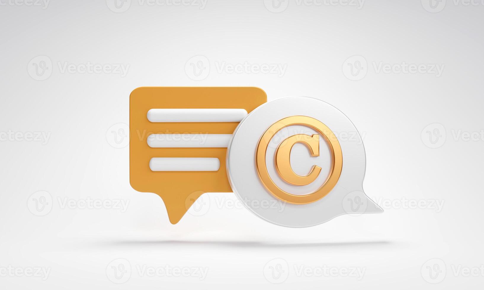 Golden symbol of copyright or intellectual property rights of patentee. Business concept of author rights, designer and trademark license photo