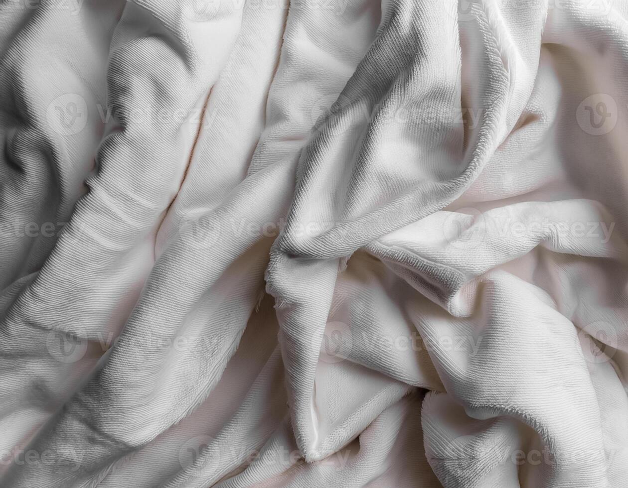 Background concept. Blankets that are still wrinkled have been used. The white blanket is crumpled and shabby. Pattern texture background photo