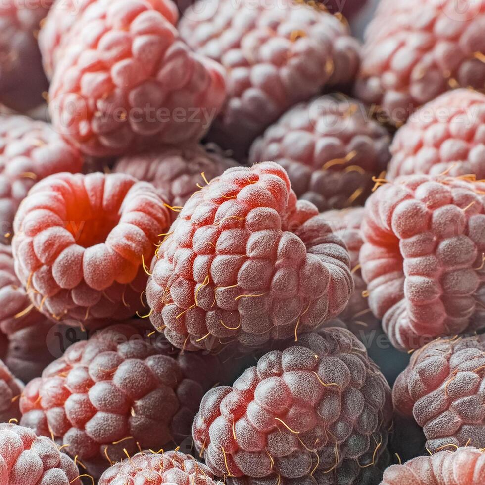 Close-up of ripe raspberries pattern texture background. photo