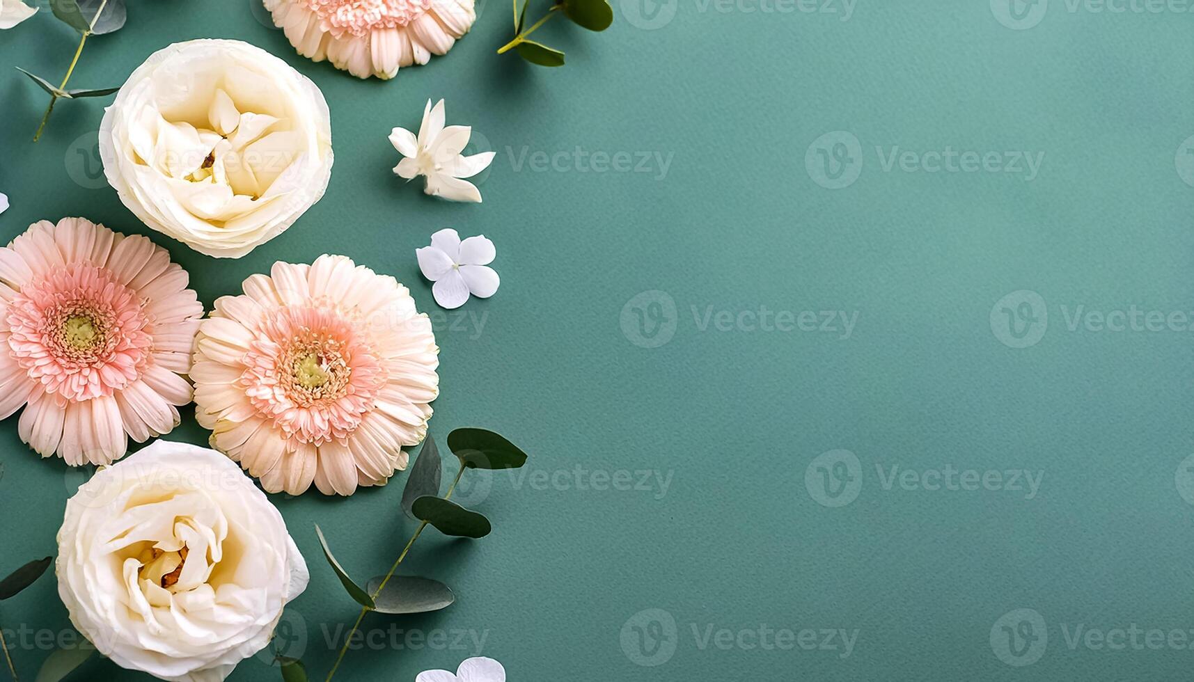 Creative flower concept background or wallpaper. Flower decoration. Flower arrangements. copy space . flat lay. photo