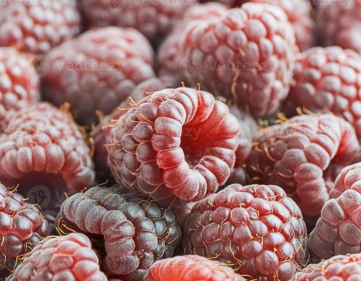 Close-up of ripe raspberries pattern texture background. photo