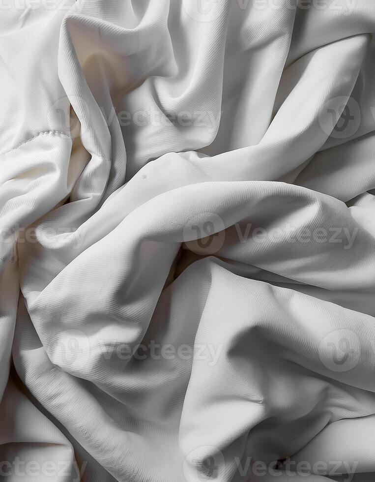 Background concept. Blankets that are still wrinkled have been used. The white blanket is crumpled and shabby. Pattern texture background photo