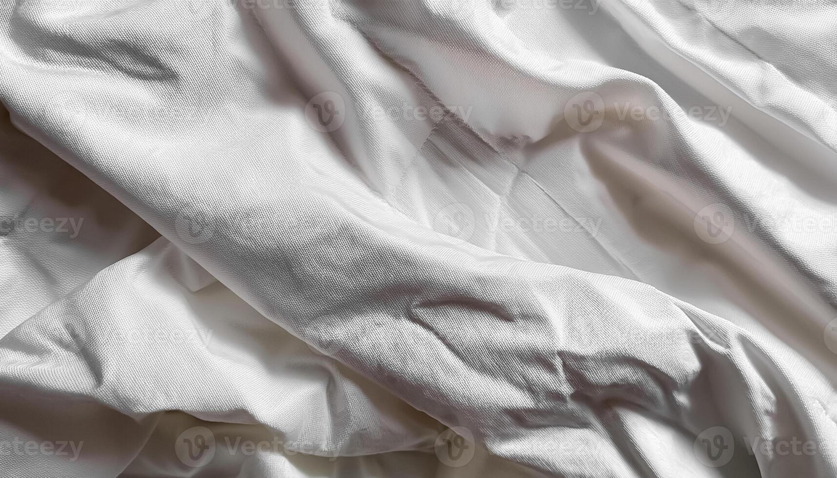 Background concept. Soft bed sheets that are still wrinkled after being used. The white bed sheets were crumpled and shabby. Pattern texture background. photo