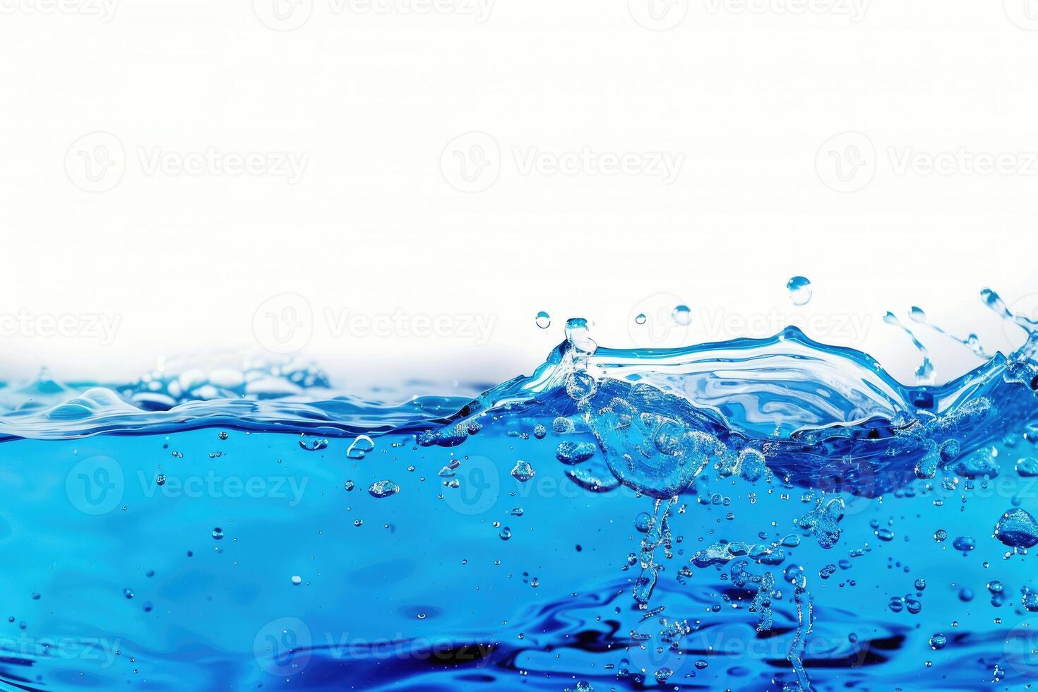 Blue water splashes the shape close up with copy space isolated photo