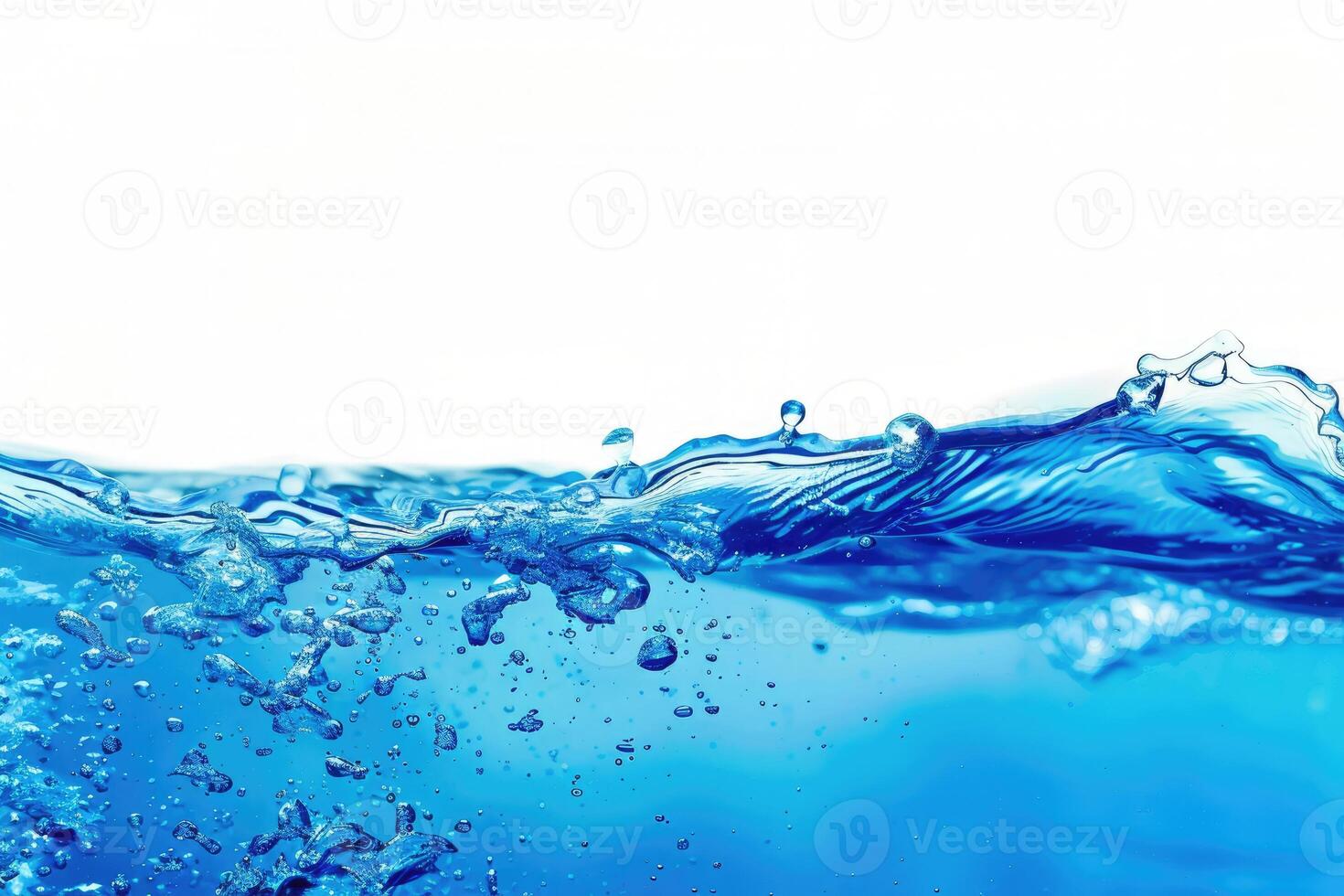 Blue water splashes the shape close up with copy space isolated photo