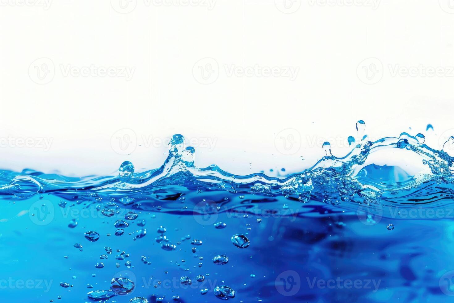 Blue water splashes the shape close up with copy space isolated photo