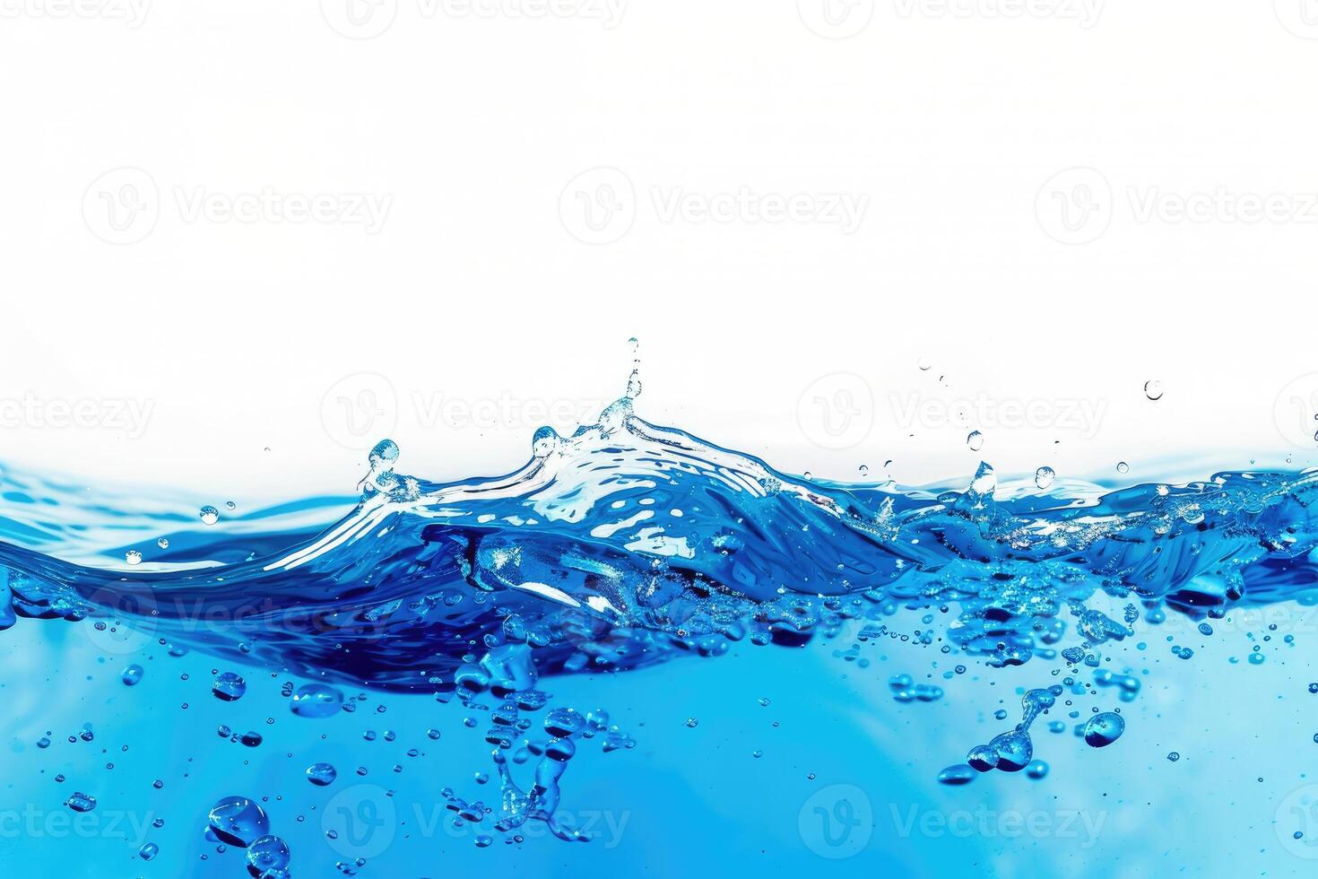 Blue water splashes the shape close up with copy space isolated photo