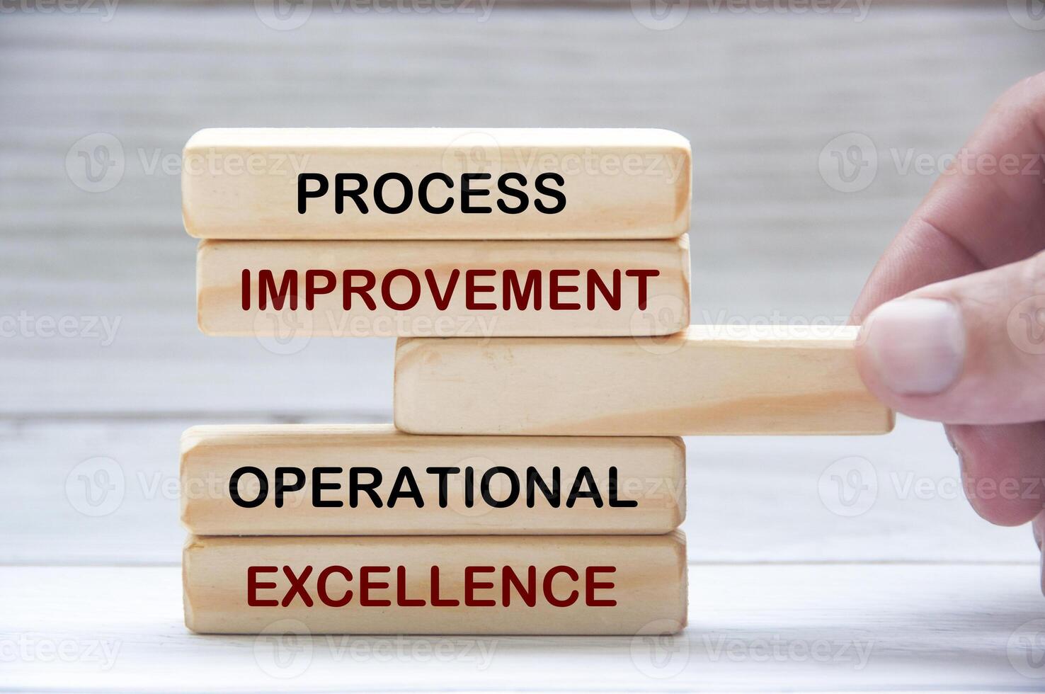 Process improvement and operational excellence text on wooden blocks. Operational excellence concept photo
