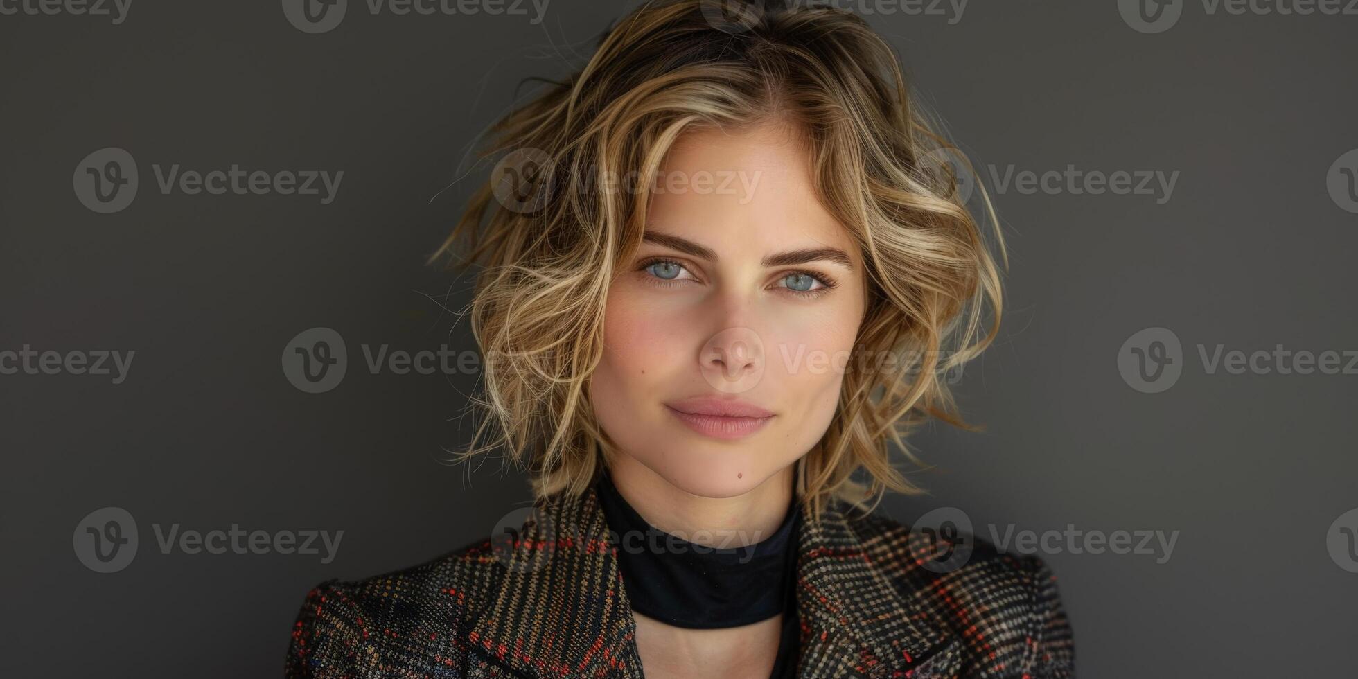 Woman With Short Hair Posing for a Photo