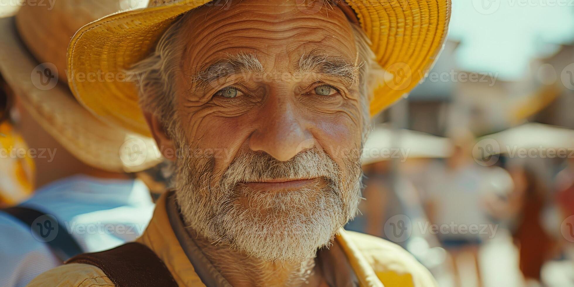Old Man in Yellow Hat photo
