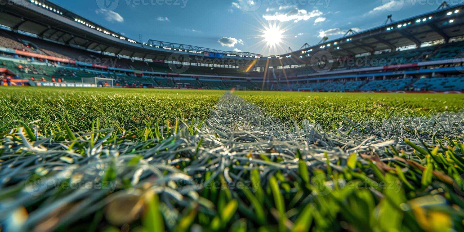 Soccer Field With Goal Line in the Sun photo